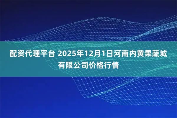 配资代理平台 2025年12月1日河南内黄果蔬城有限公司价格行情